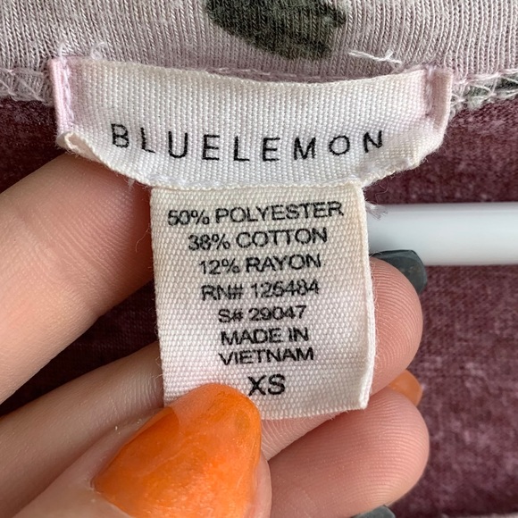 Blue Lemon Maroon & Floral Baseball Tee - Picture 3 of 4